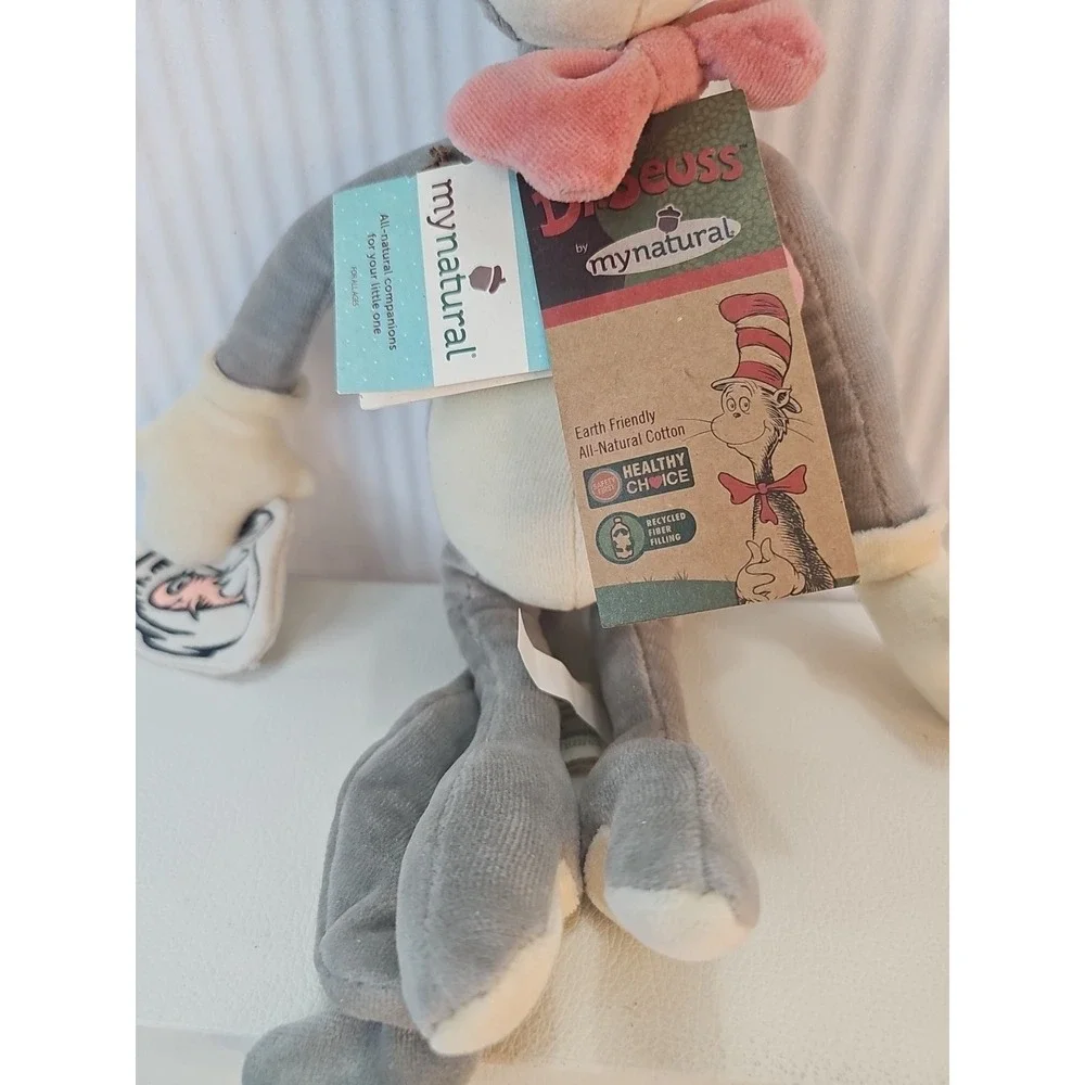 My Natural Dr. Seuss Cat in Hat Gray and Pink Plush Stuffed Animal PLUSH NWT